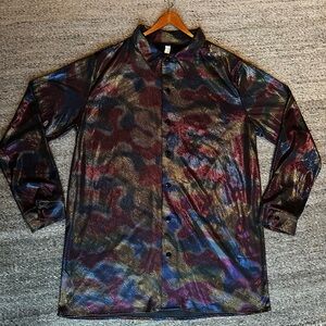 Men’s L/XL Button Collared Shirt for Metallic Disco Hippie Costume